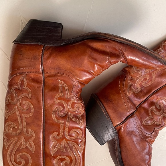 Justin Style Cowgirl Leather Boots - Picture 4 of 7